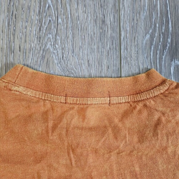 BP Nordstrom Cropped Oversized Pocket Tee Rust Orange Acid Wash Women's XS Amber - Picture 10 of 12